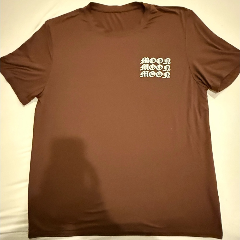 ROMWE MOON MOON MOON Men Size L Brown Double-Sided T-Shirt EUC